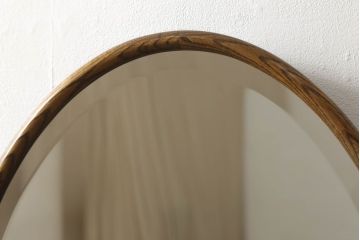 イギリスビンテージ　オーク材　シンプルなデザインのオーバルミラー(壁掛け鏡、ヴィンテージ)(R-059783)