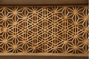 ビンテージ建具　華やかな文様が魅力的!　小振りな組子欄間2枚セット(明り取り、明かり取り、ヴィンテージ)(R-059793)