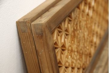 ビンテージ建具　華やかな文様が魅力的!　小振りな組子欄間2枚セット(明り取り、明かり取り、ヴィンテージ)(R-059793)