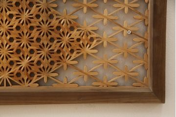 ビンテージ建具　華やかな文様が魅力的!　小振りな組子欄間2枚セット(明り取り、明かり取り、ヴィンテージ)(R-059793)