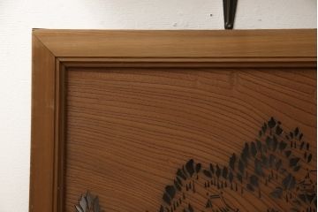 和製アンティーク　欅(ケヤキ)材一枚板　繊細な透かし彫りが魅力的な欄間2枚セット(明り取り、明かり取り、建具)(R-059795)