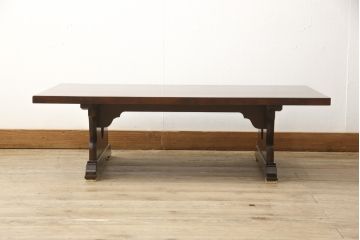 中古　松本民芸家具　タモ材　上質な大人の空間づくりにぴったりな折りたたみ座卓(ローテーブル、ちゃぶ台、文机、センターテーブル、折り畳み)(R-059799)