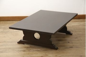 中古　松本民芸家具　タモ材　上質な大人の空間づくりにぴったりな折りたたみ座卓(ローテーブル、ちゃぶ台、文机、センターテーブル、折り畳み)(R-059801)