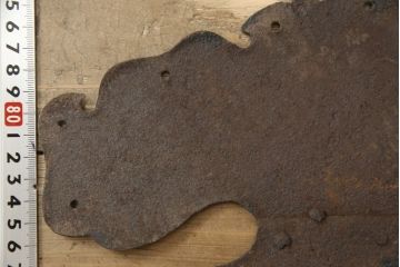 アンティーク雑貨　巾着モチーフが趣あふれる蔵戸の錠前金具(ディスプレイ雑貨、蔵戸パーツ)(R-059804)