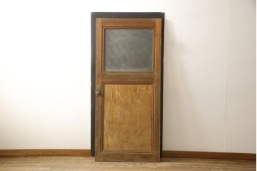 和製アンティーク　レトロなダイヤガラス入りの窓付きドア1枚(木製ドア、建具、扉)(R-059809)