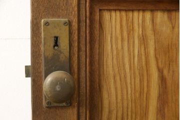 和製アンティーク　レトロなダイヤガラス入りの窓付きドア1枚(木製ドア、建具、扉)(R-059809)