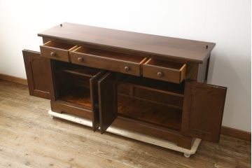 中古　美品　松本民芸家具　和・洋どちらの空間にも合わせやすいシックなサイドボード(収納棚、カウンターテーブル、サイドキャビネット)(R-059811)