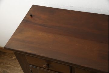 中古　美品　松本民芸家具　和・洋どちらの空間にも合わせやすいシックなサイドボード(収納棚、カウンターテーブル、サイドキャビネット)(R-059811)
