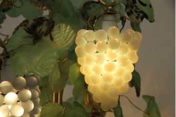 ビンテージ照明　希少　イタリア　トーソー社(TOSO CESARE)　ムラーノガラス(MURANO)　ブドウ(葡萄、ぶどう)　4灯　空間のアクセントになるテーブルスタンド(テーブルライト、卓上ランプ、ベネチアングラス、ヴィンテージ、、ムラノガラス)(R-059812)