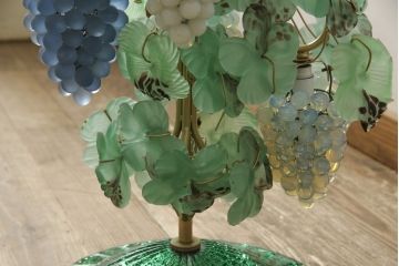 ビンテージ照明　希少　イタリア　トーソー社(TOSO CESARE)　ムラーノガラス(MURANO)　ブドウ(葡萄、ぶどう)　4灯　空間のアクセントになるテーブルスタンド(テーブルライト、卓上ランプ、ベネチアングラス、ヴィンテージ、、ムラノガラス)(R-059812)