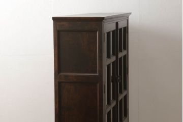 中古　美品　松本民芸家具　洋の雰囲気を感じるクラシカルなA型面取書棚(定価約49万円)(本箱、飾り棚、収納棚、キャビネット、ブックケース)(R-059820)