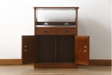 中古　美品　欅(ケヤキ)材　上品な佇まいが魅力的な和風サイドキャビネット(収納棚、戸棚、キャビネット)(R-059841)