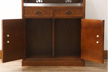 中古　美品　欅(ケヤキ)材　上品な佇まいが魅力的な和風サイドキャビネット(収納棚、戸棚、キャビネット)(R-059841)