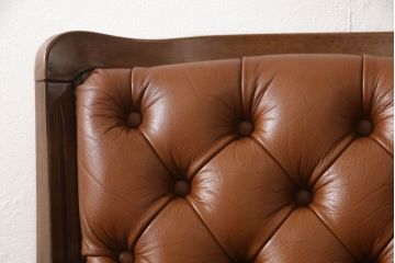 中古　美品　奈技工房　明るい色味の本革が目を惹く1人掛けレザーソファ(1Pソファ、アームチェア、ラウンジチェア、サロンチェア)(定価約25万円)(R-059843)
