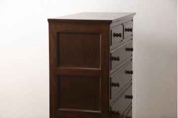 中古　松本民芸家具　シックな佇まいが落ち着いた空間を演出するシンプルなA型整理箪笥(引き出し、チェスト、洋服箪笥、衣装箪笥、和タンス)(R-059845)