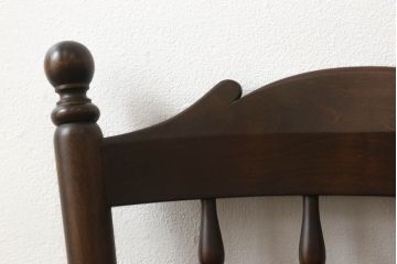 中古　美品　松本民芸家具　16型スピンドルチェア　ゆったりと座れるダイニングチェア2脚セット(板座チェア、椅子、イス)(R-059847)