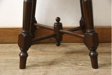 中古　美品　松本民芸家具の凝った装飾が素敵な南京小椅子(イス、板座チェア)(R-059848)