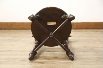 中古　美品　松本民芸家具の凝った装飾が素敵な南京小椅子(イス、板座チェア)(R-059848)