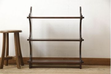 中古　美品　松本民芸家具　落ち着きのある上品さが魅力のB型吊棚(ウォールラック、壁掛けラック、ウォールシェルフ、オープンラック)(定価約3万9千円)(R-059849)