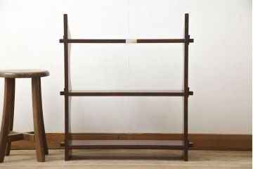 中古　美品　松本民芸家具　落ち着きのある上品さが魅力のB型吊棚(ウォールラック、壁掛けラック、ウォールシェルフ、オープンラック)(定価約3万9千円)(R-059849)