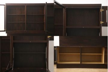 和製ビンテージ　山品木工(YAMASHINA)　ローズウッド　絶版品　高級感漂う上品なキャビネット(収納棚、食器棚、戸棚、飾り棚、本箱、ブックケース、ヴィンテージ)(R-059862)