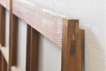 アンティーク建具　昭和初期　結霜ガラスとゆらゆらガラス入り!　ノスタルジックな雰囲気のガラス戸(窓)2枚セット(引き戸、ガラス戸、建具)(R-059869)