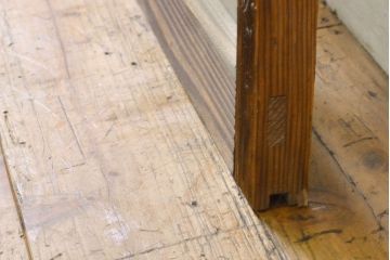アンティーク建具　昭和初期　結霜ガラスとゆらゆらガラス入り!　ノスタルジックな雰囲気のガラス戸(窓)2枚セット(引き戸、ガラス戸、建具)(R-059869)