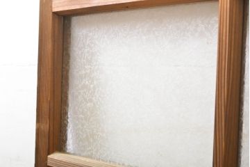 アンティーク建具　昭和初期　結霜ガラスとゆらゆらガラス入り!　ノスタルジックな雰囲気のガラス戸(窓)2枚セット(引き戸、ガラス戸、建具)(R-059869)