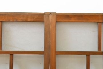 アンティーク建具　昭和初期　結霜ガラスとゆらゆらガラス入り!　ノスタルジックな雰囲気のガラス戸(窓)2枚セット(引き戸、ガラス戸、建具)(R-059869)