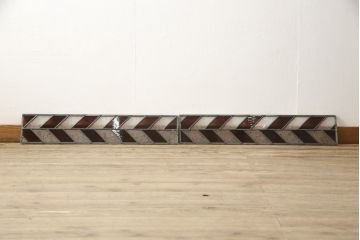 ラフジュ工房オリジナル　大正ロマン感じるステンドグラス入り明り取り2枚セット(欄間、明かり取り、建具)(R-059889)