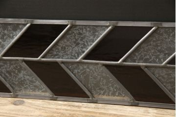 ラフジュ工房オリジナル　大正ロマン感じるステンドグラス入り明り取り2枚セット(欄間、明かり取り、建具)(R-059889)