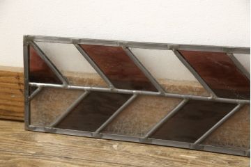 ラフジュ工房オリジナル　大正ロマン感じるステンドグラス入り明り取り2枚セット(欄間、明かり取り、建具)(R-059889)