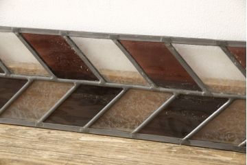 ラフジュ工房オリジナル　大正ロマン感じるステンドグラス入り明り取り2枚セット(欄間、明かり取り、建具)(R-059889)