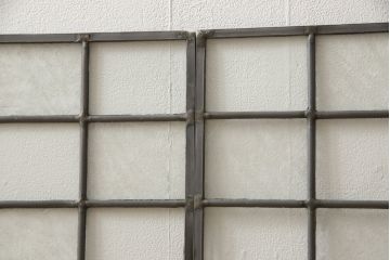 ラフジュ工房オリジナル　大正ロマン　レトロな雰囲気が魅力のステンドグラス入り明り取り2枚セット(欄間、明かり取り、建具)(R-059890)