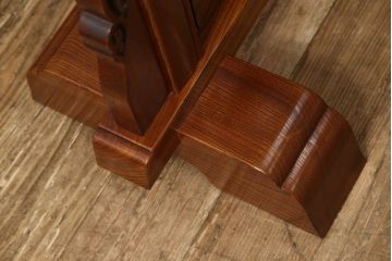 中古　超美品　最高級工芸品　総欅(ケヤキ)材　玉杢無垢材　重厚感漂う総漆塗りの衝立て(つい立て、パーテーション、間仕切り)(定価約120万円)(R-059893)