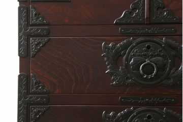 中古　美品　岩谷堂箪笥　細部の意匠に職人のこだわりを感じる立長箪笥(縦型チェスト、衣装たんす、収納箪笥、整理箪笥、引き出し)(R-059894)