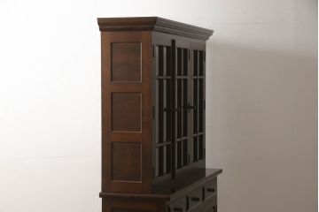 中古　美品　松本民芸家具　和モダンな佇まいが美しい食器棚(収納棚、戸棚、キャビネット、カップボード)(R-059899)