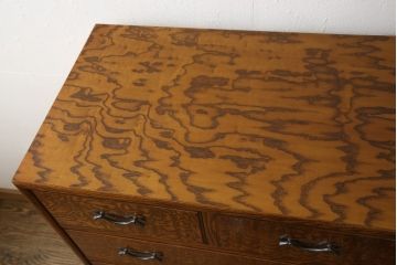 中古　美品　高級品　漆塗り　三方タモ材　内部桐材　木目が味わい深い職人手造りの和服箪笥(着物箪笥、衣装箪笥、収納タンス、小箪笥、引き出し、チェスト)(R-059901)