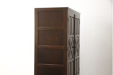 中古　美品　松本民芸家具　当店リメイク　D-I型洋服タンス　シックな大人空間を演出してくれる収納棚(靴箱、下駄箱、キャビネット、ワードローブ)(R-059902)