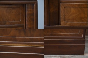 中古　美品　高級品　江戸指物　内部桐材　御蔵桑材(島桑)の美しい杢目が目を惹く重ね茶箪笥(茶棚、違い棚、収納棚、引き出し、戸棚)(定価約70万円)(R-059906)