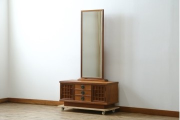 中古　屋久杉　漆塗り　品のある佇まいが美しい鏡台　(R-059907)