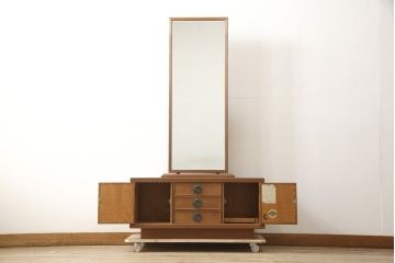 中古　屋久杉　漆塗り　品のある佇まいが美しい鏡台(ミラー、姿見)(R-059907)