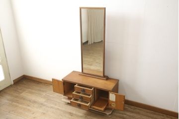 中古　屋久杉　漆塗り　品のある佇まいが美しい鏡台(ミラー、姿見)(R-059907)