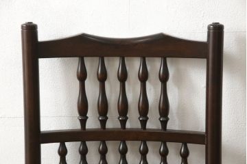 中古　超美品　松本民芸家具　#21型　特注品　背もたれの挽き物加工が美しいスピンドルアームチェア(椅子、イス、ダイニングチェア、板座チェア)(R-059931)