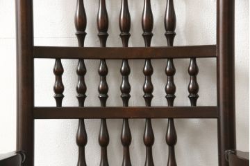 中古　超美品　松本民芸家具　#21型　特注品　背もたれの挽き物加工が美しいスピンドルアームチェア(椅子、イス、ダイニングチェア、板座チェア)(R-059931)