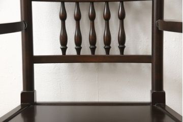 中古　超美品　松本民芸家具　#21型　特注品　背もたれの挽き物加工が美しいスピンドルアームチェア(椅子、イス、ダイニングチェア、板座チェア)(R-059931)