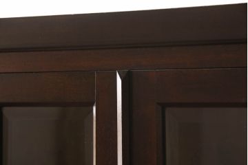 中古　美品　松本民芸家具　シックな佇まいが魅力のG-1型面取り食器棚(収納棚、カップボード、飾り棚、本箱)(R-059938)