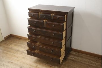 中古　北海道民芸家具　HM533　和洋どちらのインテリアにも合わせやすいチェスト(定価約25万円)(タンス、整理箪笥、引き出し)(R-059939)