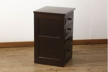 中古　美品　松本民芸家具　立体的なデザインが目を引くA型脇棚(サイドチェスト、引き出し)(定価約13万8千円)(R-059962)