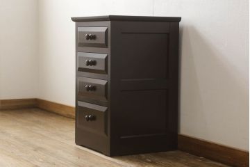 中古　美品　松本民芸家具　立体的なデザインが目を引くA型脇棚(サイドチェスト、引き出し)(定価約13万8千円)(R-059962)